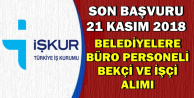 KPSS'siz İŞKUR'dan Büro Personeli, İşçi ve Bekçi Alımı Son Başvuru: 21 Kasım 2018