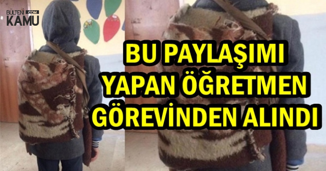 Battaniyeden Çanta Fotoğrafını Paylaşan Öğretmen Görevinden Alındı