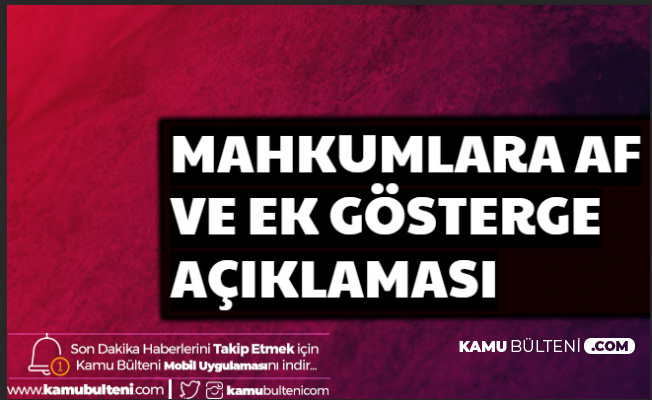 Hükümetten Mahkumlara Af ve Ek Göstergede Son Durum Açıklaması 2020