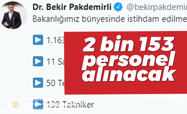 Tarım Bakanlığı'na 2 Bin 153 Sözleşmeli Personel Alımı Yapılacak Tarım Bakanlığı'na 2 Bin 153 Sözleşmeli Personel Alımı Yapılacak