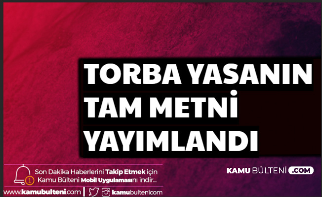 Torba Yasa Kanun Teklifinin Tam Metni Yayımlandı