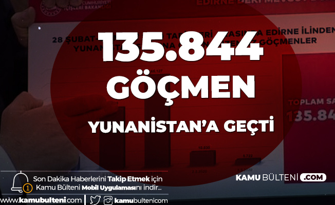İçişleri Bakanı Süleyman Soylu: 135 Bin 844 Düzensiz Göçmen Yunanistan'a Geçti