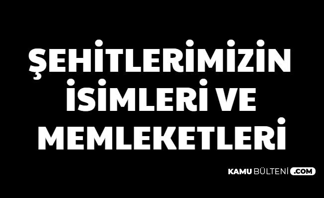 İdlib Şehitlerimizin İsimleri ve Memleketleri