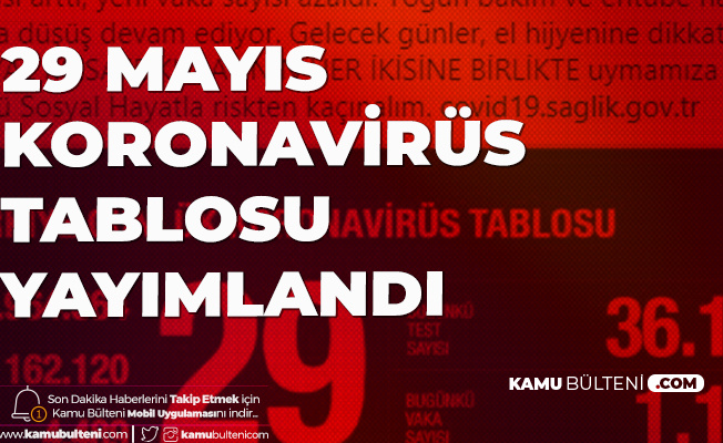 29 Mayıs Koronavirüs Güncel Tablosu Yayımlandı 29 Mayıs Koronavirüs Güncel Tablosu Yayımlandı