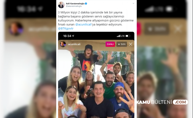 3 Milyonluk Instagram Canli Yayini Sonrasi Hukumetten Acun A Tesekkur