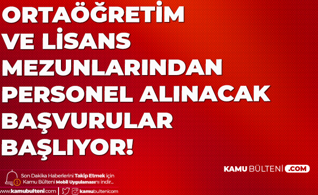 Tarım ve Orman Bakanlığı'na Ortaöğretim ve Lisans Mezunu Personel Alımı Başvuruları 1-12 Haziran'da Alınacak