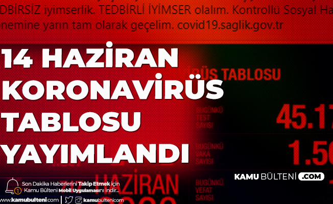 14 Haziran Koronavirüs Tablosu Yayımlandı 14 Haziran Koronavirüs Tablosu Yayımlandı