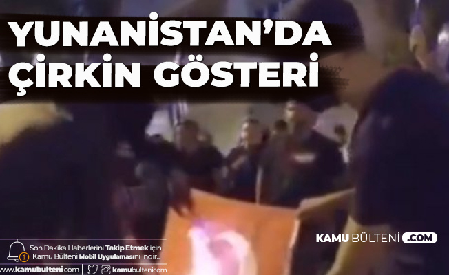 Yunanistan'da Çirkin Gösteri! Türk Bayrağı Yakıp Slogan Attılar Yunanistan'da Çirkin Gösteri! Türk Bayrağı Yakıp Slogan Attılar