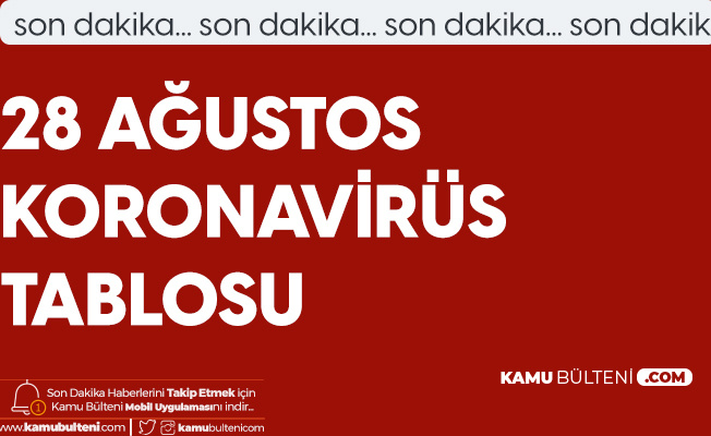 28 Ağustos Korona Tablosu Yayımlandı 28 Ağustos Korona Tablosu Yayımlandı