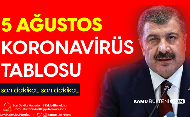 5 Ağustos Korona Tablosu Yayımlandı 5 Ağustos Korona Tablosu Yayımlandı