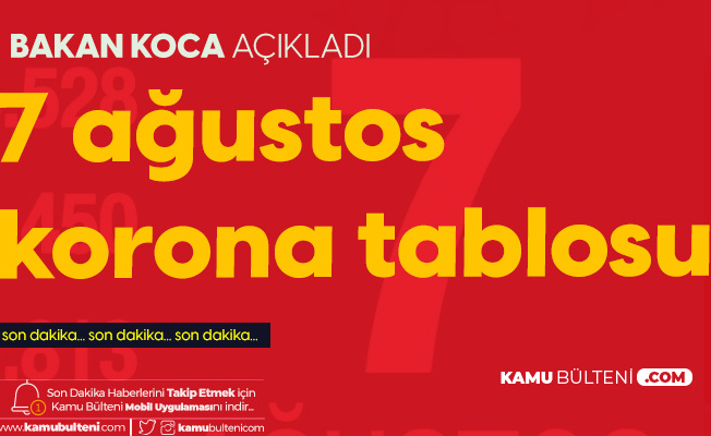 7 Ağustos Korona Tablosu Yayımlandı 7 Ağustos Korona Tablosu Yayımlandı