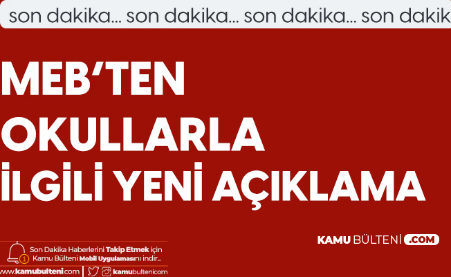 MEB'ten Yüz Yüze Eğitim Açıklaması MEB'ten Yüz Yüze Eğitim Açıklaması