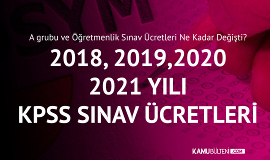 2018, 2019, 2020 ve 2021 Yıllarına Ait KPSS Sınav Ücretleri (KPSS Alan Bilgisi ve Öğretmenlik)