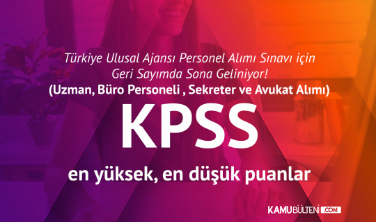 turkiye ulusal ajansi buro personeli sekreter ve avukat alimi sinavi 5 haziran da yapilacak kpss en yuksek en dusuk puanlar