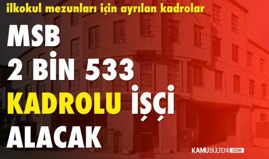 Milli Savunma Bakanligi Msb 2 Bin 533 Kadrolu Isci Alimi Basvuru Islemleri Suruyor Ilkokul Mezunlari Icin Ayrilan Kontenjan