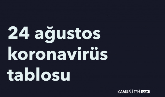 24 Ağustos Koronavirüs Tablosu