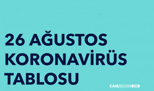 26 Ağustos Koronavirüs Tablosu Yayımlandı