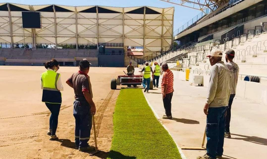 Alsancak Stadı’nda çimler seriliyor