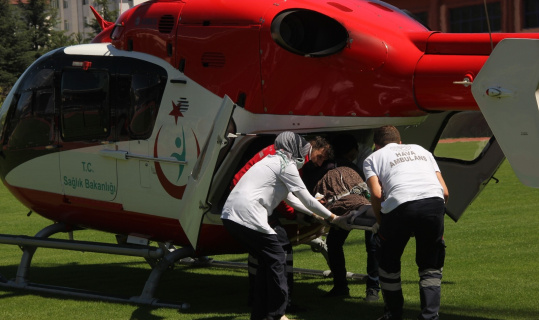 KOAH hastası kadın, ambulans helikopter ile hastaneye yetiştirildi