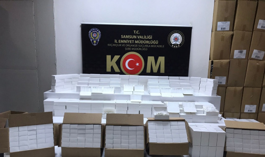 Samsun’da 160 bin adet bandrolsüz makaron ele geçti Samsun’da 160 bin adet bandrolsüz makaron ele geçti