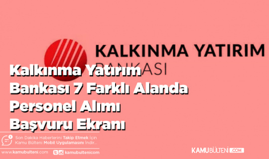 Kalkınma Yatırım Bankası 7 Farklı Alanda Personel Alımı Başvuru Ekranı