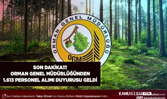 Orman Genel Müdürlüğü OGM 1.613 Personel Alım Duyurusu Yayımladı