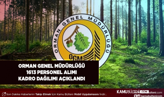Tarım ve Orman Bakanlığı Orman Genel Müdürlüğü 1.613 Personel Alımında Kadro Dağılımı Belli Oldu