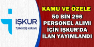 Kamu ve Özele 50 Bin 296 Personel Alımı İçin İŞKUR'da İlanlar Yayımlandı