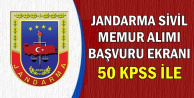 Jandarma 50 KPSS ile 1 Memur Alımı Başvuru Ekranı Açıldı