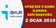 KPSS'siz 9 Kamu İlanına Son Başvuru: 2 Ocak 2019