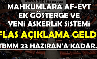 3600 Ek Gösterge-Mahkumlara Af-EYT-Tek Tip Askerlik-Nafaka İçin Flaş Açıklama: 23 Haziran'a Kadar..
