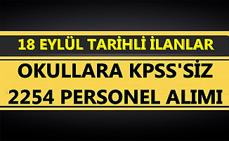 18 Eylül 2019 Tarihli TYP İlanları: İŞKUR'dan KPSS'siz 2254 Personel Alımı