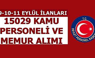 9-10-11 Eylül DPB Kamu İlanları: 15 Bin 29 Personel Memur Alımı İlanı