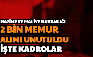 Hazine ve Maliye Bakanlığı 2 Bin Memur Alımı Ertelendi-İşte Alım Yapılacak Kadrolar