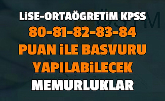 80 KPSS ile Nerelere Başvuru Yapılır? Lise 80, 81, 82, 83, 84 KPSS ile Memur Alımı