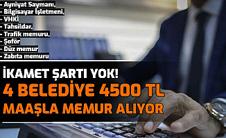 İkamet Şartı Yok: 4 Belediyeye 4500 TL Maaşla Kamu Personeli Alımı Yapılacak