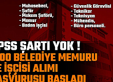 1 Belediyeye 55 KPSS ile 13 Belediyeye KPSS'siz 1200 Personel Alımı Başladı (Büro Memuru, Makam Şoförü, Güvenlik Görevlisi, işçi)