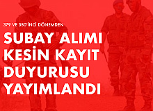 Kara Kuvvetleri Komutanlığı 379 ve 380’inci Dönem Yedek Subaylardan Muvazzaf Subay Alımı Kesin Kayıt Duyurusu Yayımlandı