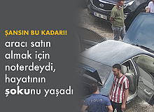 Satın alacağı araç noterdeyken alev aldı
