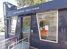 Çan’da akıllı duraklar dezenfekte edildi