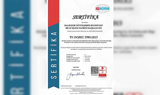 Büyükşehir’in çalışmalarına uluslararası sertifika
