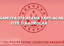 Aile ve Sosyal Hizmetler Bakanlığı Kamuya 374 Atama Yapacak