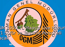 OGM 8500 TL Maaş ile Lise Mezunu 101 Şoför ve Temizlik Personeli Alacak