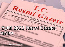 25 Eylül 2022 Resmi Gazete Kararları
