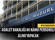 Adalet Bakanlığı KPSS Taban Puansız 80 Kamu Personeli Alımı Yapacak