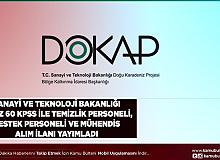 Sanayi ve Teknoloji Bakanlığı (DOKAP) En Az 60 KPSS ile Destek Personeli Temizlik Görevlisi ve Mühendis Alım ilanı Geldi Alımlar Kamuya Yapılacak