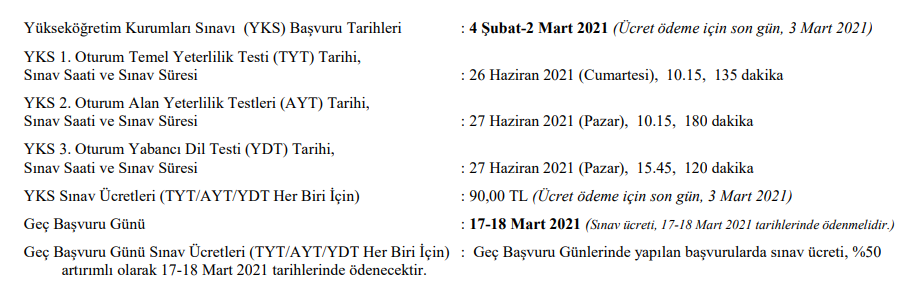 2021 Yks Basvuru Ucreti Ne Kadar Iste Tyt Ayt Ve Ydt Basvuru Ucreti